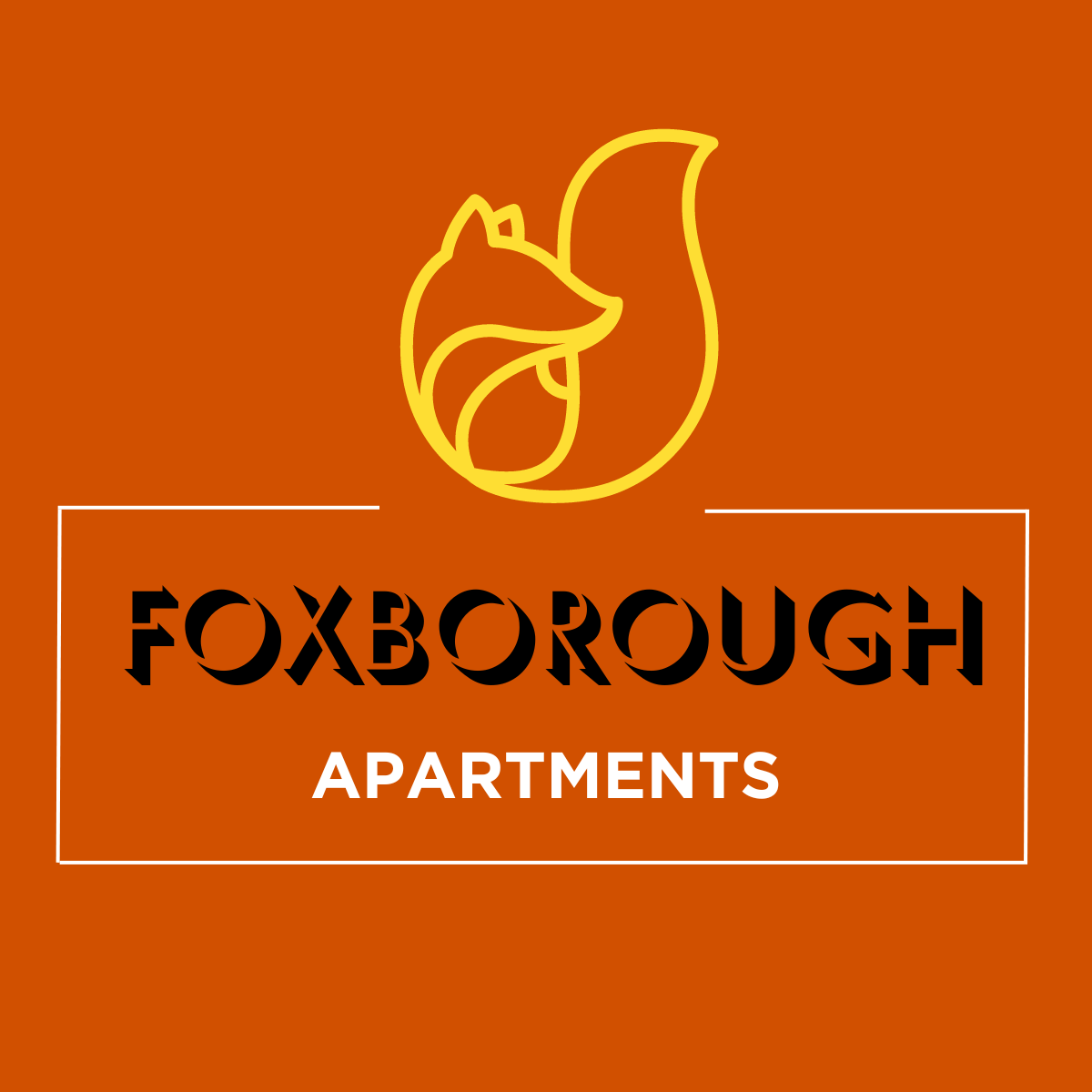 a logo apartments on an orange background